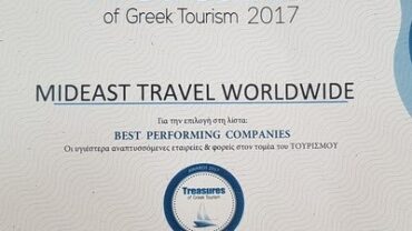 Mideast proud to get Treasures of Greek Tourism award